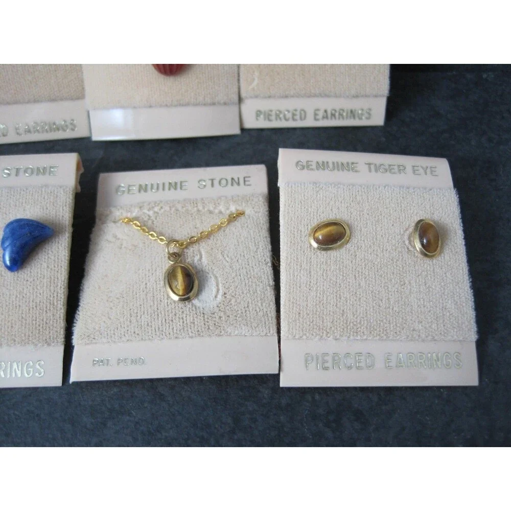 Lot of 4 Vintage Carved Gemstone Jewelry Sets  - Necklaces & Earrings